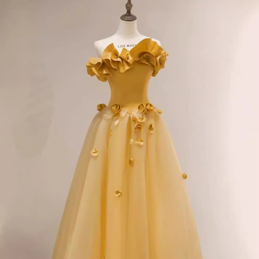 "YELLOW SUMMER" Banquet Evening Dress Light Luxurious