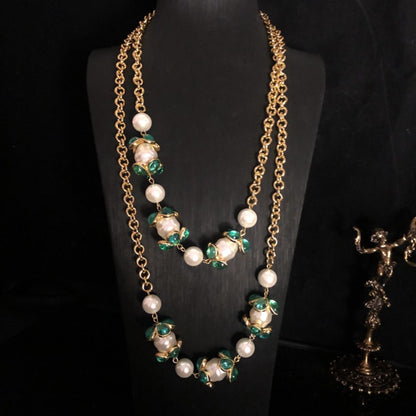 Green Glamour Double-Layer Necklace