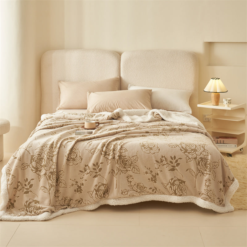 Skin friendly comfort carved double blanket